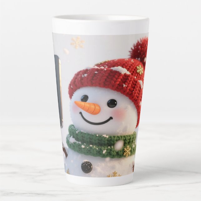 Snowman Selfie Christmas Latte Mug (Devant)