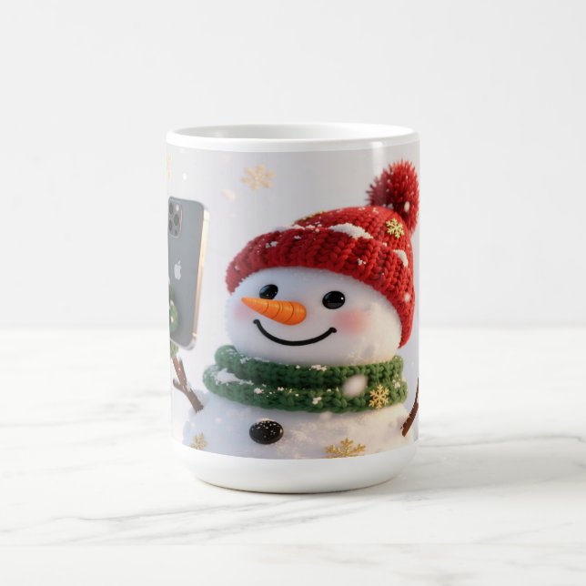 Snowman Selfie Christmas Mug Kaffeetasse (Mittel)
