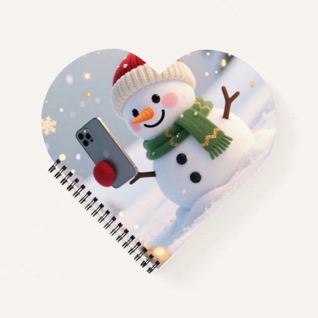 Snowman Selfie Spiral Notebook Notizbuch (Vorderseite)