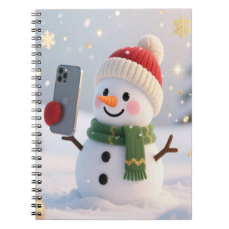 Snowman Selfie Spiral Photo Notebook Notizblock