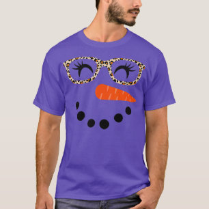 Snowman Shirt for Women Eyelashes Leopard Glasses