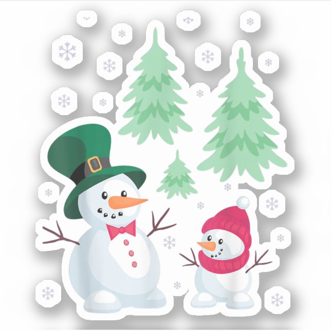 Snowman Shirt Weihnachtsbaum Schneeflocken T - Shi Aufkleber (Vorderseite)