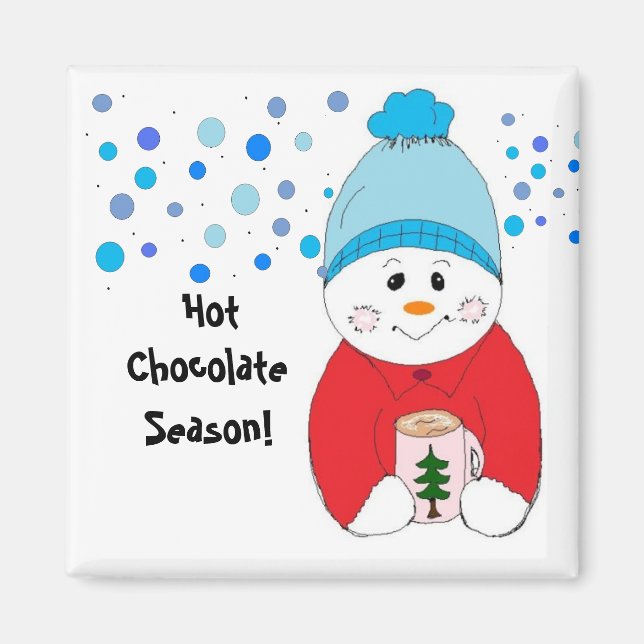 Snowman Sipping Hot Chocolate Magnet (Vorne)