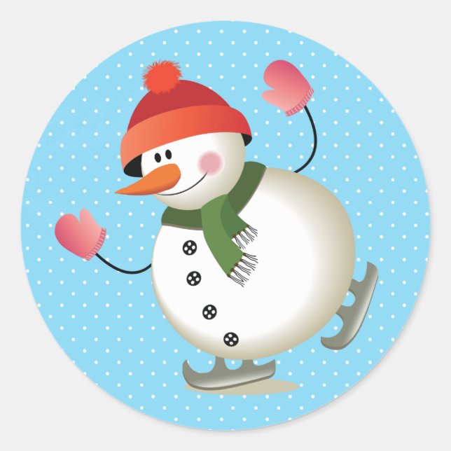 Snowman Skate Glossy Stickers 3 inch (Blatt 6) (Vorderseite)