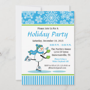 Snowman Skaten Holiday Party Einladung
