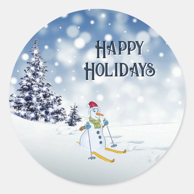 Snowman Ski Weihnachtsaufenthalt Sticker (Vorderseite)