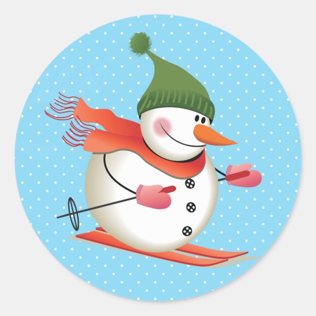 Snowman Skiing Glossy Stickers 3 inch (Blatt 6) (Vorderseite)