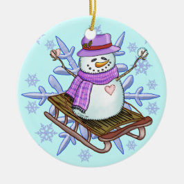 Snowman Sled Ornament