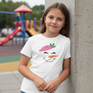 Snowman Smile Face mit Pink Hat 2 T - Shirt für Ki
