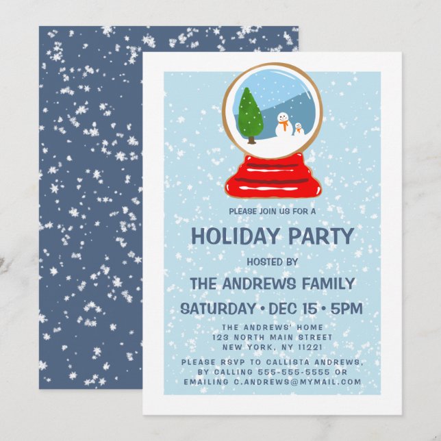 Snowman Snow Globe Cookie Illustration Holiday Einladung (Vorne/Hinten)