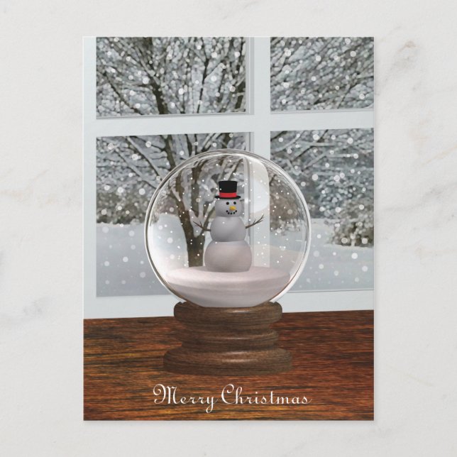 Snowman Snow Globe Postcard Postkarte (Vorderseite)