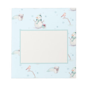 Snowman Snowball Gerahmte Textbox Design Notizblock