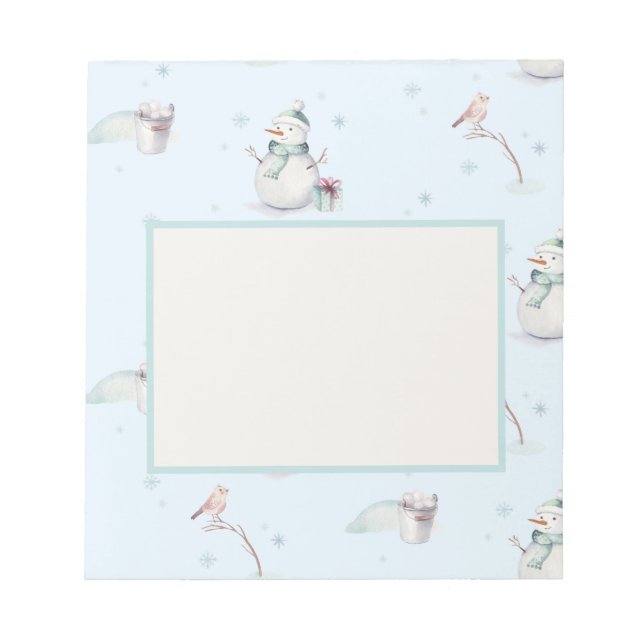 Snowman Snowball Gerahmte Textbox Design Notizblock (Vorderseite)