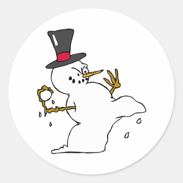 Snowman Snowball-Kampf Runder Aufkleber (Vorderseite)