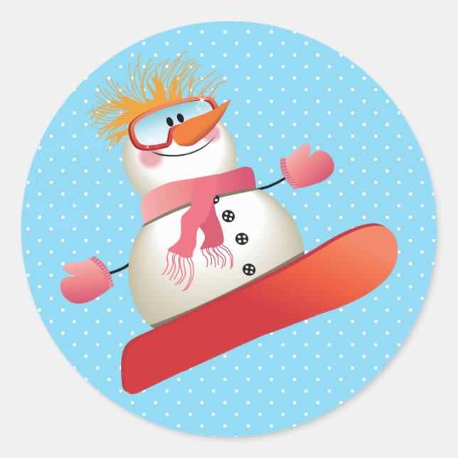 Snowman Snowboarden Sticker 3 Zoll (Blatt 6) (Vorderseite)