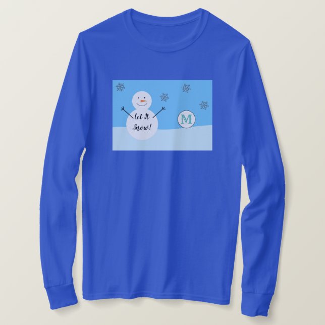 Snowman Snowflake Festivals Winter Custom Monogram T-Shirt (Design vorne)