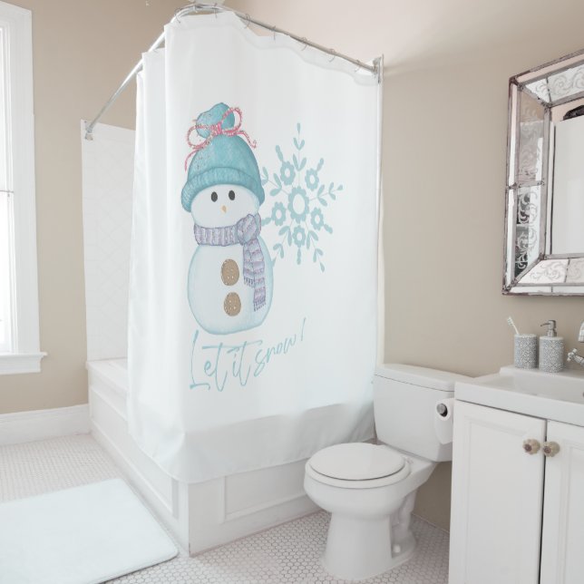 Snowman Snowflake Let it Snow Winter Duschvorhang (Beispiel)