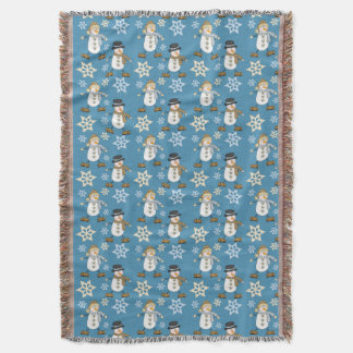 Snowman Snowflake Pattern auf Blue Decke