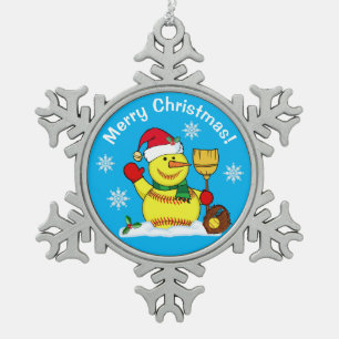 Snowman Snowflake Softball Noël Ornements