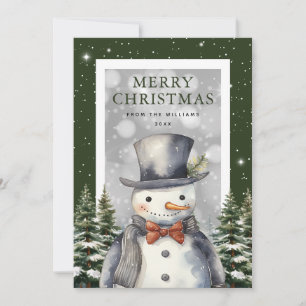 Snowman Snowflake Wasserfarbe Frohe Weihnachten