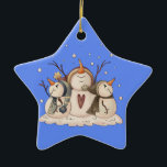 Snowman Snowflake Winterlandprimitiv Keramikornament<br><div class="desc">Snowman Snowflake Winter Land Primitive Weihnachten Personalisiertes Ornament</div>