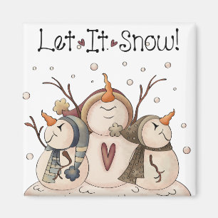 Snowman Snowflake Winterlandprimitiv Magnet