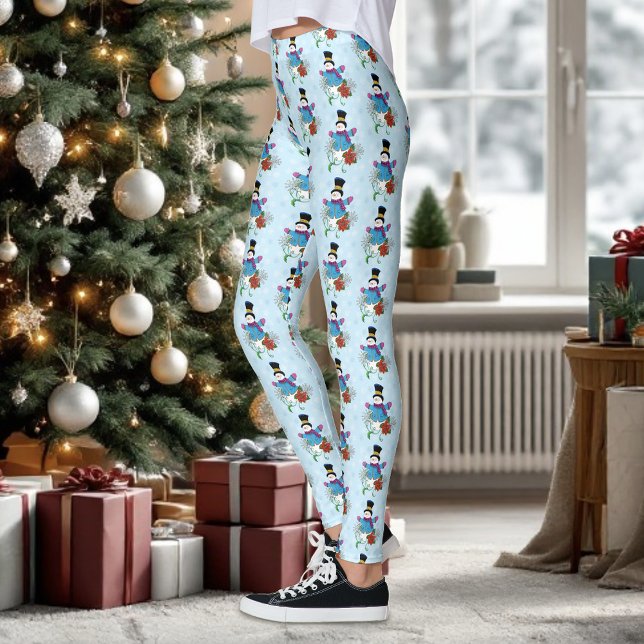 Snowman Snowflakes Poinsettia Leggings (Von Creator hochgeladen)