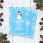 Snowman Snowflakes Watercolor Blau Weihnachten Par Einladung<br><div class="desc">Dieses Design zeigt einen niedlichen kleinen Schneemann, der eine Tasse heißen Kakaos auf einem wasserfarbigen, blauen Hintergrund mit feinen weißen Schneeflocken hält! Klicken Sie auf die Schaltfläche Anpassen, um den Text und die Grafik flexibler zu gestalten! Variationen dieses Designs sowie der Koordinationsprodukte sind in unserem Shop, zazzle.com/store/doodlelulu, erhältlich. Kontaktieren Sie...</div>