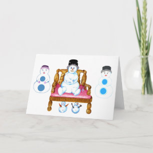 Snowman, Snowman Assis Sur Le Banc Carte de vacanc