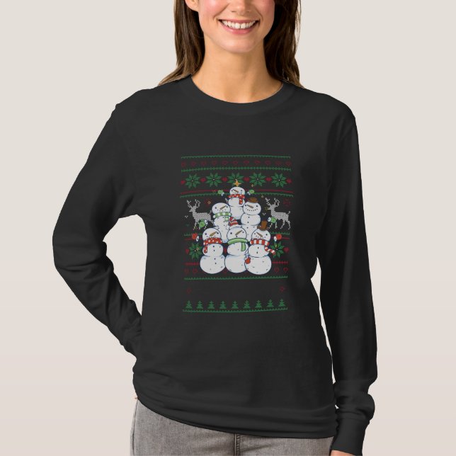 Snowman - Snowman Weihnachtsbaum Ugly Weihnachten T-Shirt (Vorderseite)