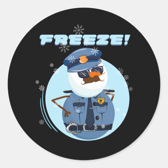 Snowman Snowmen Polizeibeamter Polizist Freeze Runder Aufkleber (Vorderseite)