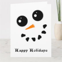 Snowman Snowoman Face Joyeuses Vacances Carte plié