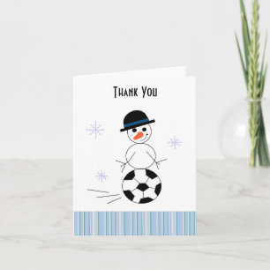 Snowman Soccer Player Carte de remerciements