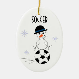 Snowman Soccer Player Keramikornament