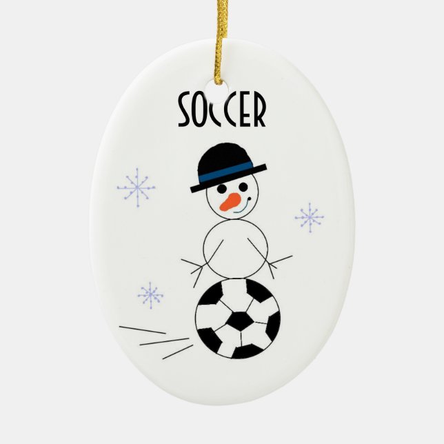 Snowman Soccer Player Keramikornament (Vorne)