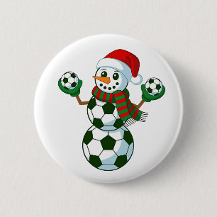 Snowman Soccer Weihnachten Sport Liebhaber Button