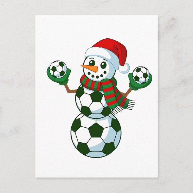 Snowman Soccer Weihnachten Sport Liebhaber Einladungspostkarte (Vorderseite)