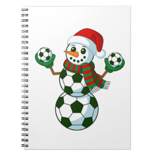 Snowman Soccer Weihnachten Sport Liebhaber Notizblock