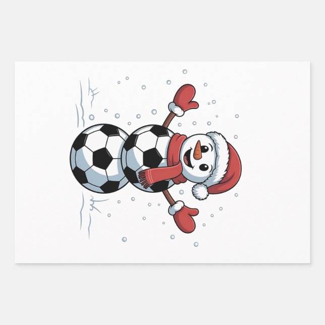 Snowman Soccer Weihnachten Weihnachtsmann Baseball Geschenkpapier Set (Vorderseite)