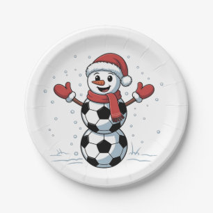 Snowman Soccer Weihnachten Weihnachtsmann Baseball Pappteller