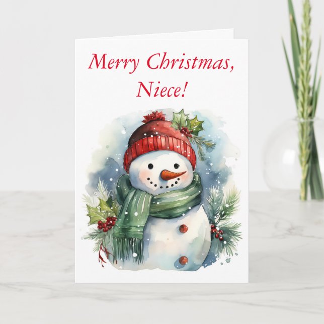 SNOWMAN SOUHAITE POUR LA CARTE DE NOËL NIECE (Devant)