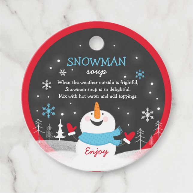 Snowman Soup Heiße Schokolade Geschenk Geschenkanhänger (Vorderseite)
