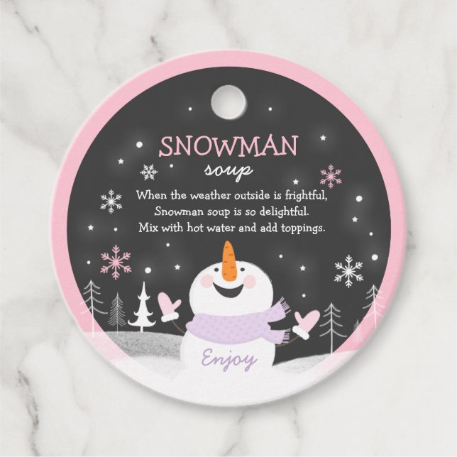 Snowman Soup Heiße Schokolade Geschenk Geschenkanhänger (Vorderseite)