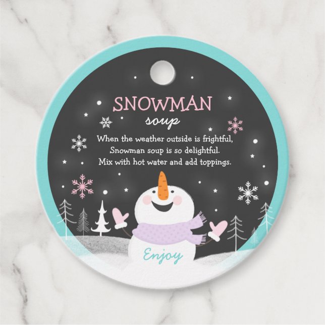 Snowman Soup Heiße Schokolade Geschenk Geschenkanhänger (Vorderseite)