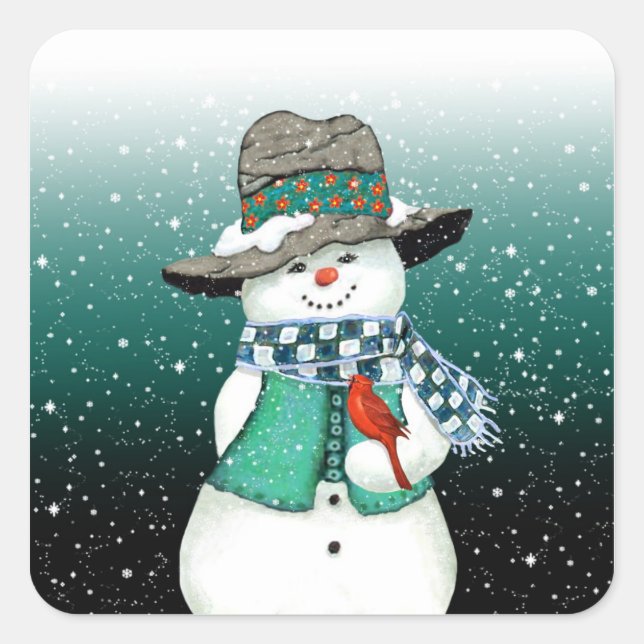 Snowman souriant, Cardinal dans un Stickers Tempêt (Devant)