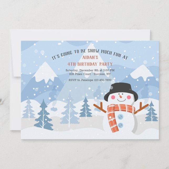 Snowman souriant Invitation de fête d'anniversaire (Devant)