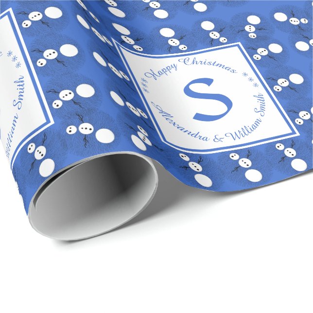 Snowman-Spaß-Weihnachtsmonogramm Z albernes Geschenkpapier (Rolleneckpunkt)