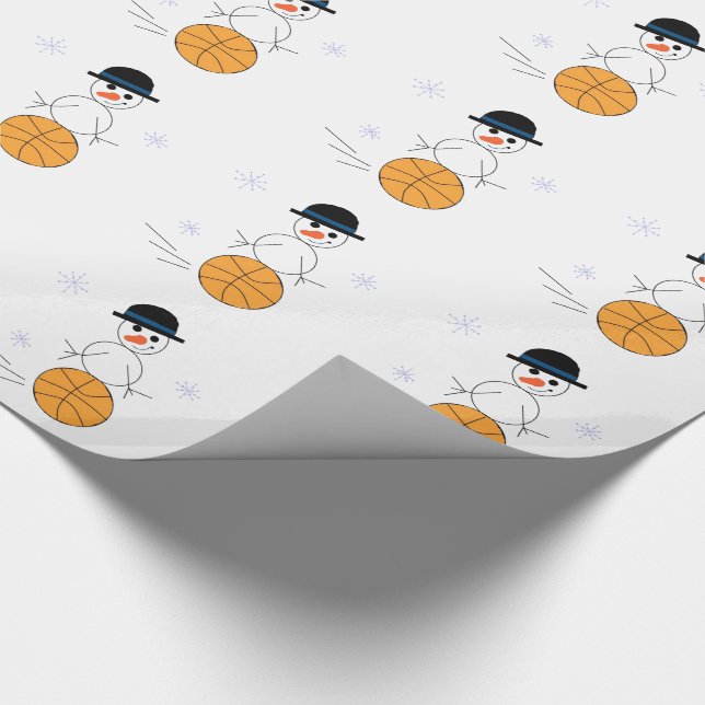 Snowman spielt Basketball Geschenkpapier (Ecke)