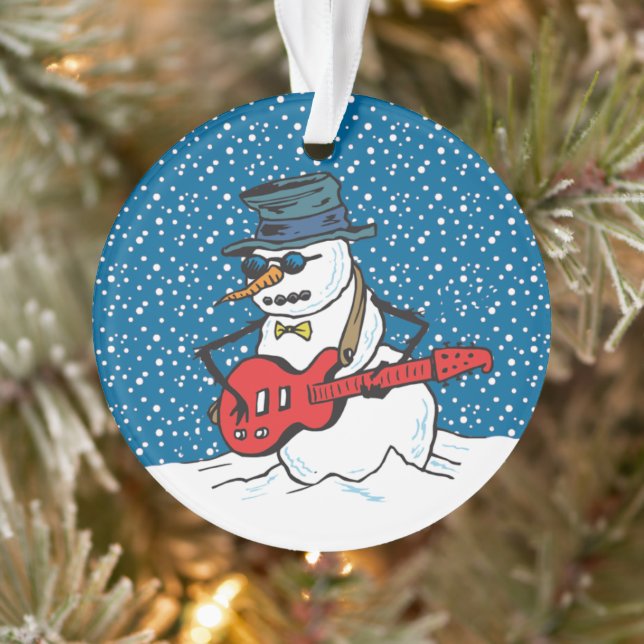 Snowman spielt eine elektrische Gitarre Ornament (Baum)