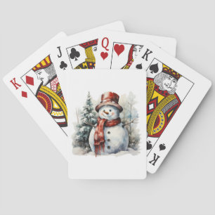 Snowman spielt Karten Spielkarten